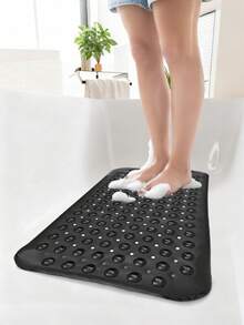 1pc PVC Non-Slip Bathtub Mat,38*70cm Black Bath Mat With Suction Cups And Drainage Holes,Suitable For Bathroom Bathtub Shower Home Decor, Bath Rug,Outdoor Rug,Door Mat,Bathroom Accessories,Home Decor - Black - View 4