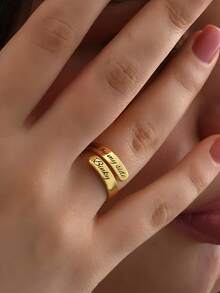 1 pieza Anillo personalizado con apertura - Anillo con doble nombre personalizado, grabado para pareja, nombre de madre e hija, regalo único, adecuado para ella, madre, novia - Accesorios con nombre ajustable, regalo para el Día de San Valentín, aniversario, cumpleaños, se puede usar en todas las estaciones