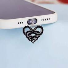 Flame Cross & Heart Cross Mobile Phone Dust Plug Pendant, Decoration Accessory Protector For IPhone, Type-C Port