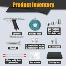 YOULUN 2-In-1 Trigger Spray Gun Set, With 0.3mm/0.5mm/0.8mm Nozzles, 2cc/5cc/13cc/20cc/40cc Paint Cups, For Cosmetics, Nails, Model Coloring, Art Spraying