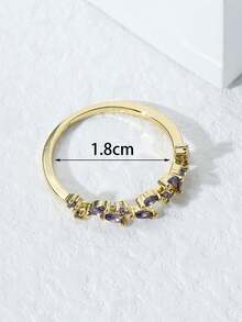 1pc Luxury Women's Ring With Artificial Zirconia Leaf Design, Suitable For Daily Wear, Gift For Friends, Christmas Gift - Multicolor - View 3
