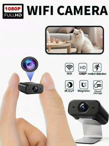 1-2pcs 1080P Full HD Smart Compact Mini-Camera, Supporting 2.4G WiFi Connection, With Night Vision, Motion Detection And Other Functions, Can Be Viewed Remotely By Mobile Phone, Powered By USB, And Is Easy To Install-Very Suitable For Home Security, Pets, Nannies, The Elderly, Children's And Vehicle Monitoring. - Black - View 2