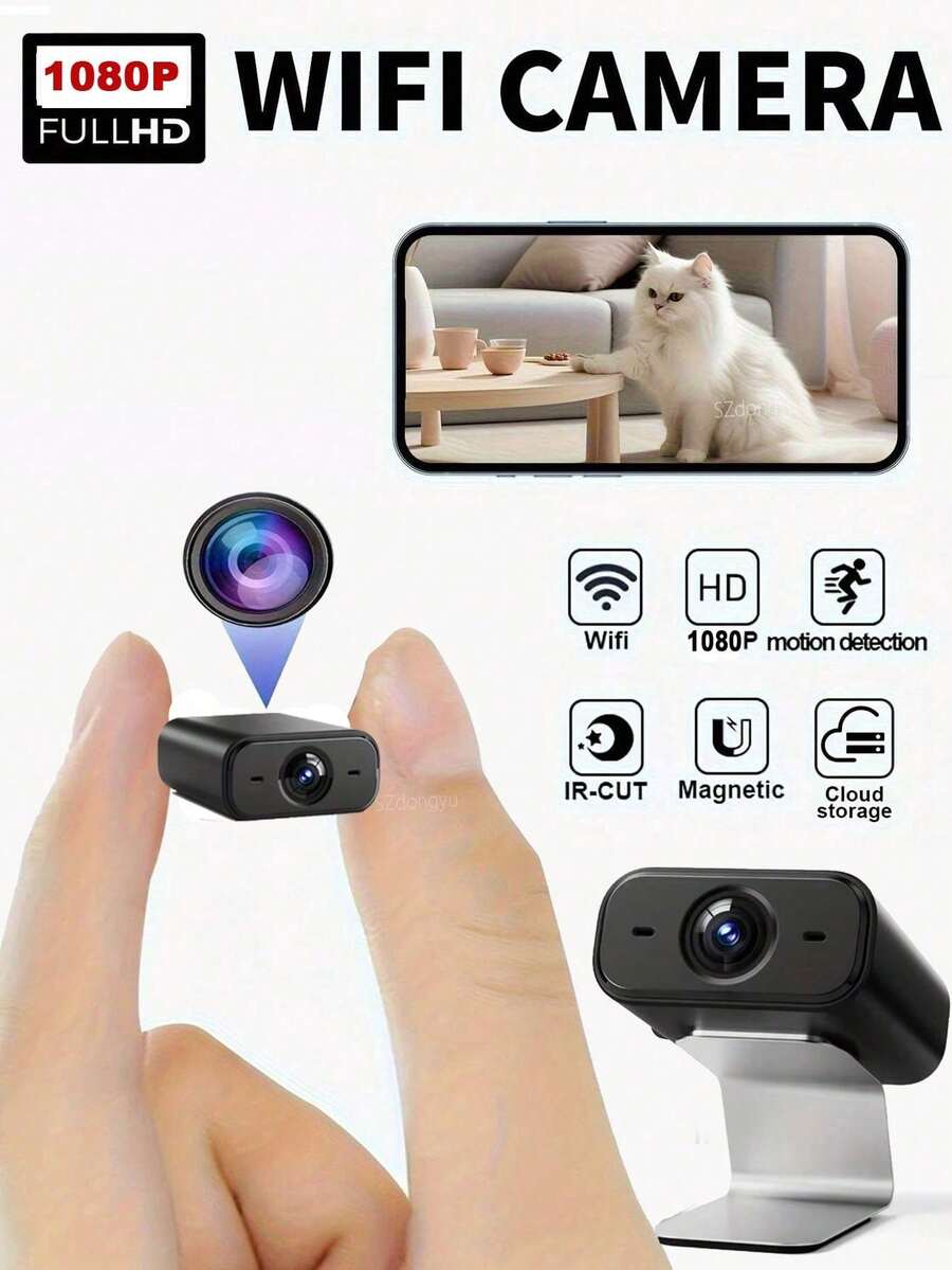 1-2pcs 1080P Full HD Smart Compact Mini-Camera, Supporting 2.4G WiFi Connection, With Night Vision, Motion Detection And Other Functions, Can Be Viewed Remotely By Mobile Phone, Powered By USB, And Is Easy To Install-Very Suitable For Home Security, Pets, Nannies, The Elderly, Children's And Vehicle Monitoring.
