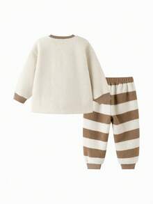 Balabala BalaOne Baby Fleece Pajama Set 2025 Winter, Warm Homewear For Boys & Girls - Brown Tone - View 5
