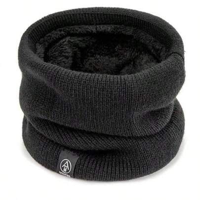 1 pieza Cuello de doble capa grueso y cálido de forro polar para invierno, bufanda de cuello de color block de moda unisex para exteriores