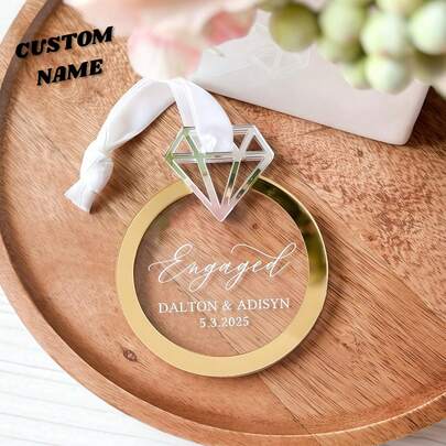 Personalisierte Weihnachts-Verlobungsdekorationen, personalisierte Verlobungsdekorationen, personalisierte Ringdekorationen, Ringschalen, Hochzeitsdekoration mit Namen und Daten, Verlobungsgeschenke für Braut und Bräutigam