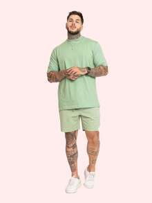 Kit 3 Premium Men's Oversized T-Shirts, Trap Street Style, Gringa Bodybuilder Cotton, Children's Day - 藍色,白色和綠色 - 查看 9