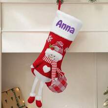 LICVIC 1pc Personalized Christmas Stockings With Name-18 Large Red Custom Name Family Christmas Stocking