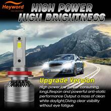 Heyword 2 件 12V 6500K 超亮 2300000LM LED 汽车大灯灯泡，带 CANBUS、即插即用 CSP 技术、即时全照明、紧急响应、3000+ 流明，兼容 9005/HB3 9006/HB4 H11 H4 H7 H1（适合） - H1 - 查看 2