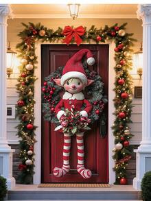 1 زينة عيد الميلاد معلقة من البوليستر الحديثة، مقاس 35.4 * 70.8 بوصة، ديكور للأعياد للاستخدام الداخلي والخارجي، لا تحتاج إلى طاقة، ديكور عيد الميلاد