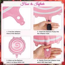 Set de 12 globos con forma de piruleta rosa, incluye globos de papel de aluminio con cinta rizada, adecuado para decoración de cumpleaños, bodas, fiestas, fondos de habitación, decoración navideña, decoración de ventanas navideñas, decoración de arcos de árbol de Navidad