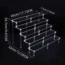 1pc Acrylic Display Rack, 3-Tier/4-Tier/5-Tier Trapezoid Display Shelf, Home Storage Display Rack For Jewelry, Cosmetics, Transparent Organizer Display Stand For Perfume - Clear - View 4