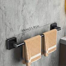 No-Drill Towel Bar Wall Mounted Storage Rack, Bathroom Towel Single Rod Organizer, Toilet Paper Hol - Multicolor - View 5