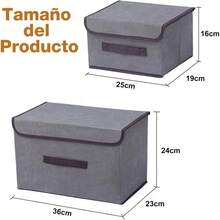 Cajas de Almacenamiento, Cajones Organizadores 8pcs, Closet Organizador de Ropa de Tela Plegables con Tapas, Cestas de Lino Cubo para Ropa Juguetes Libros Armario Dormitorio - Gris - Ver 8