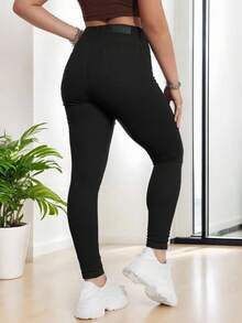 Pantalones vaqueros ajustados de tiro alto con rotos, tejido suave y elástico, estilo casual y versátil - Negro - Ver 3