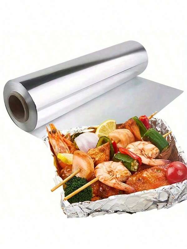 1 Roll-Thin Version Aluminum Foil Roll , Multi-Purpose Barbecue Aluminum Foil, Outdoor Barbecue, Air Fryer, Oven Special Non-Stick Aluminum Foil, Perfect For Home, Restaurant, Outdoor Party, Outdoor Barbecue Baking, High Temperature Resistant, Anti-Oil, Easy To Carry, Keep Fresh, Lock Moisture
