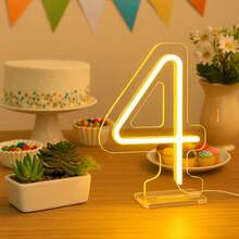 20cm LED Neon Table Number – Warm White Or Cool White | Premium Crystal Acrylic - 暖白色 - 查看 4