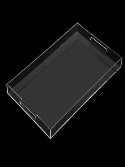 1个亚克力托盘，高端透明水果盘，酒店及家用收纳托盘，化妆品收纳盒，亚克力盒，桌面收纳托盘，电脑桌装饰，小型首饰收纳盒，饮料收纳盒，桌面装饰，厨房收纳盒，桌面收纳盒，化妆品收纳篮，宿舍零食长方形透明亚克力盒，宿舍桌面文具及书籍收纳盒