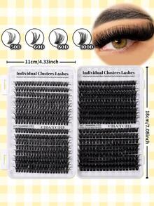 CMAYOME 624/640 Pcs D-Shaped Eyelash Cluster Set, Mixed Eyelash Kits, Naturally Fluffy, 10D + 20D + 30D + 40D + 50D + 60D + 80D + 100D Cluster-Shaped Eyelashes, Stand-Up Eyelash DIY Eyelash Wigs, Natural Effect Cluster-Shaped Eyelash Wigs