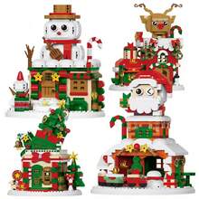 City Creative Winter Village Santa Boots Christmas Tree Model Building Blocks Christmas Gift, Winter Christmas Gingerbread House Reindeer Carriage Small Train Christmas Stocking Building Blocks New Year Gift, Home Decor Ornament, Suitable As Holiday Gift For Friends, Christmas Building Blocks - Multicolor - View 7