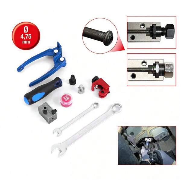 Mini Brake Line Flaring Tool 4.75mm 6-tlg. für Bremsleitungen 3-16mm, 90° Biegung, KFZ Werkzeug