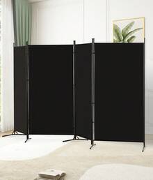 TUKAILAi Panel Screen With 4 Panels Fabric Folding Room Divider Movable Privacy Screen For Living Room Bedroom - Black - View 1