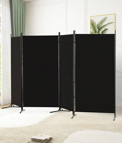 TUKAILAi Panel Screen With 4 Panels Fabric Folding Room Divider Movable Privacy Screen For Living Room Bedroom