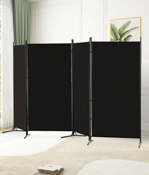  TUKAILAi Panel Screen With 4 Panels Fabric Folding Room Divider Movable Privacy Screen For Living Room Bedroom