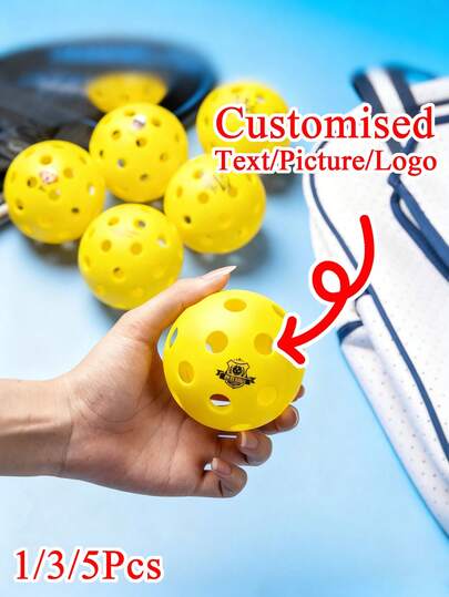 1/3/5 st personliga 40-håls pickleball, kan anpassas med ditt namn, foto och logotyp, födelsedagspresent till pickleballälskare, anpassat texttypsnitt och typsnittsfärg, lämplig för utomhuspickleballsporter, den perfekta presenten till pickleballspelare och fans