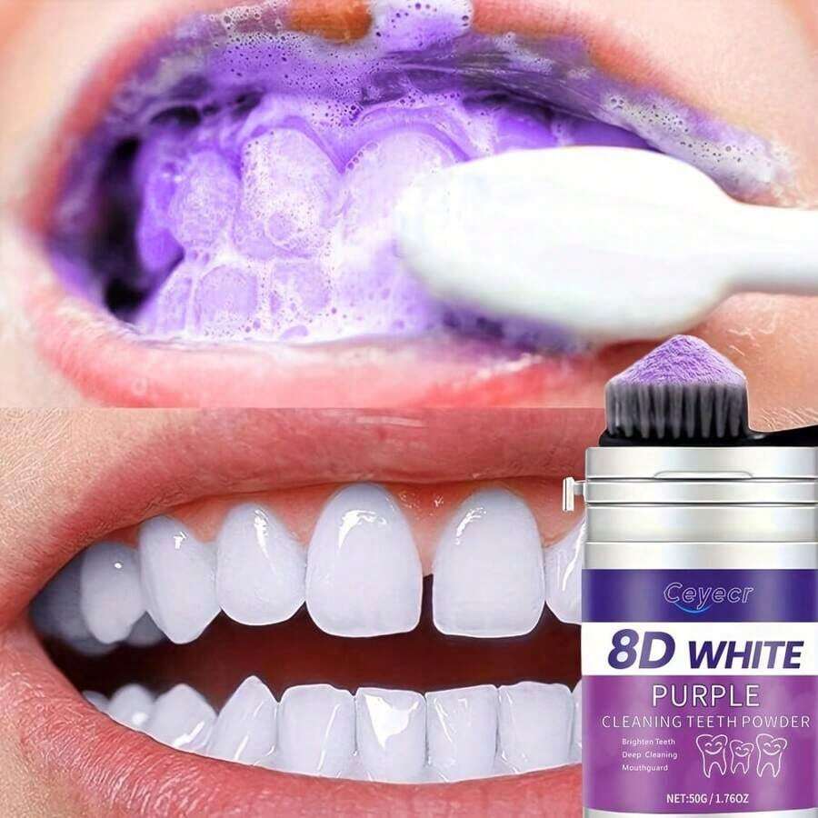 Purple Teeth Whitening Powder - Deep Clean, Stain Removal & Gum Brighter Smiles, Teeth Whitener, Gum Teeth Whitener Personal Care Oral Care,Repair And Protect Teeth, Toothpaste Sensitive Teeth.