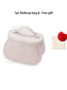 1 pezzo Borsa da viaggio per il trucco in pelle PU, custodia portatile e impermeabile, borsa cosmetica portatile da donna, borsa da toilette impermeabile di grande capacità, organizer multifunzionale antipolvere, adatta per pennelli da trucco, rossetti, fondotinta, siero, oli essenziali, palette ombretti, articoli essenziali per la camera da letto, articoli essenziali per i viaggi, articoli essenziali per i voli, articoli essenziali per gli studenti, organizer da scrivania, regalo per amici, insegnanti, madri, amanti, regalo di Ognissanti, regalo di Natale, necessità autunnale/invernale, decorazione autunnale, decorazione camera da letto