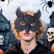 Owl Half Face Covering Halloween Headwear Animal Costume Accessories For Adults Kids - Black - View 5