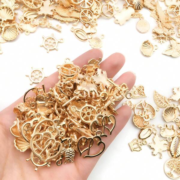 20/30/50 pièces Pendentifs et breloques en alliage doré KC pour bracelets et colliers, fournitures pour la création de bijoux artisanaux.
