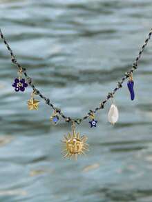 1pc Ocean Style Seashell, Turtle, Starfish Necklace With Faux Pearl Scallop & Conch Charm Pendant For Women – Beach-Inspired Clavicle Chain Jewelry - Vàng 3 - Xem 7