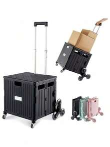 Super life 1 Piece 8-Wheel Stair Climbing Shopping Cart, Rolling Foldable Storage Multipurpose Cart With Telescopic Handle, Suitable For Home, Garden, Shopping, Office, School Use, Halloween, Christmas - Ladder Wheels - View 15