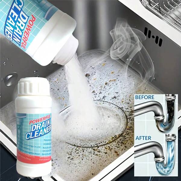 BOZEBI 100g Limpiador de desagües de alta resistencia, Removedor de obstrucciones del fregadero de la cocina, Desodorizante y limpiador de desagües del hogar, Removedor de de tuberías de desagüe, Herramienta de limpieza de desagües rápida, Artículos de limpieza, Herramienta pequeña para el hogar