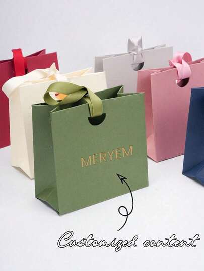 Gift Bag,Customization 1pc Personalized Name Gift Bags, Bridal Party Favor Boxes, Bridesmaid Gift Bags, Wedding Favor Bags, Custom Birthday Gift Packs, With Ribbon, Paper Material, Home Kitchen Storage, Holiday Decor Organizer, Gift Wrap Storage,Christmas Gift Supplies