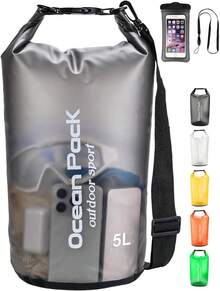 Bolsa Impermeable, Bolsa Seca 20L 10L 5L con Funda Impermeable para Teléfono, Correa de Hombro Larga Ajustable, Mochila Impermeable para Deportes Acuáticos y Senderismo - Amarillo - Ver 12