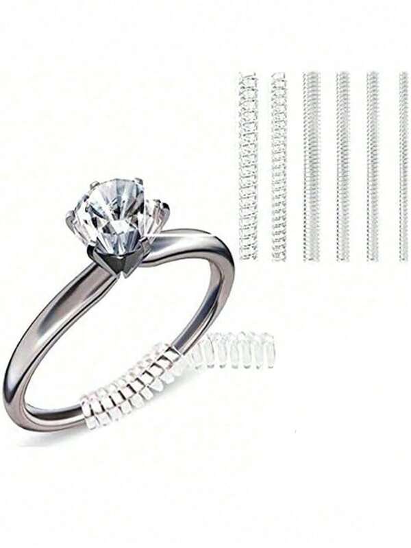 Redutor de tamanho de anel transparente de 4 peças/conjunto - Tamanho de joias invisível ajustável, embalagem retrátil, proteção antidescolamento, proteção de anel para anéis soltos, serve em quase qualquer anel, fácil de usar, durável e duradouro