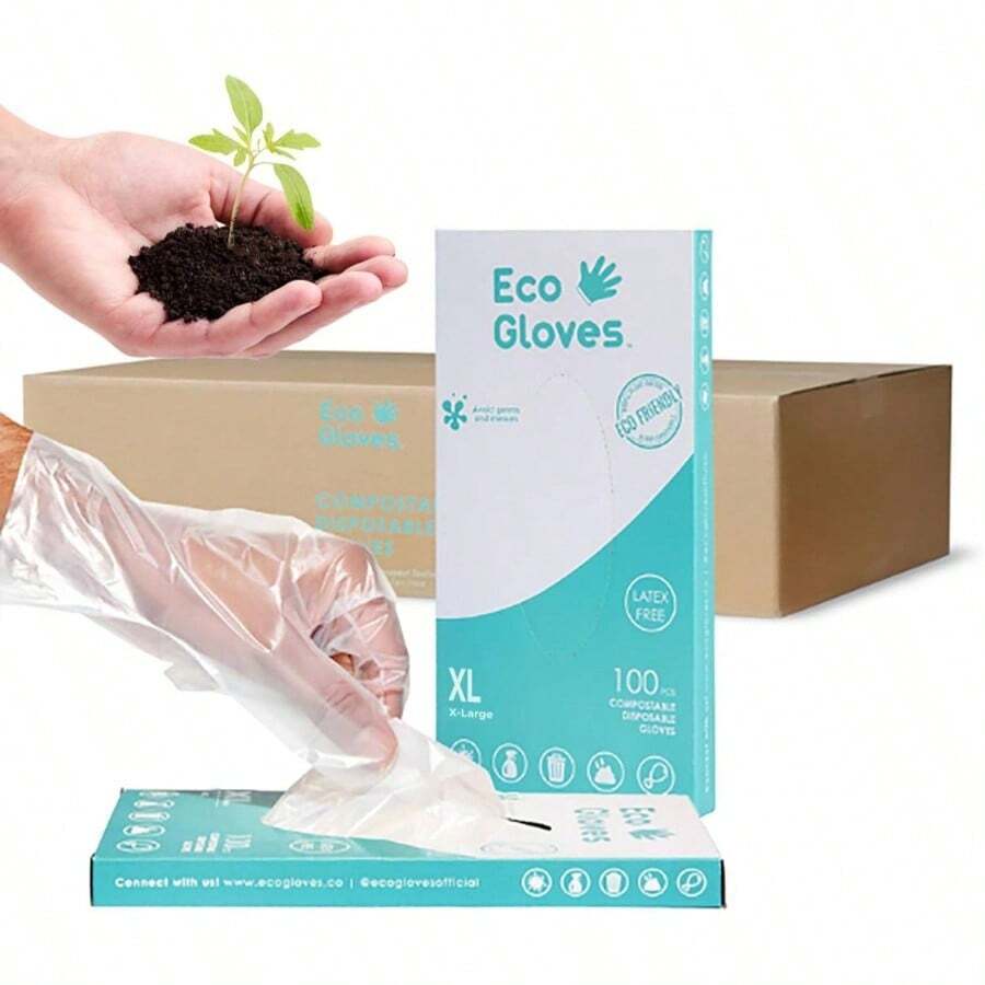 Guantes ecolgicos compostables a base de plantas para preparacin y limpieza de alimentos - Pequeño (paquete de 100) - Ver 1
