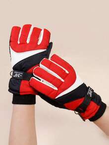 1 par de guantes de esquí cálidos y antideslizantes para niños, adecuados para niños y niñas, deportes al aire libre, ciclismo, otoño/invierno