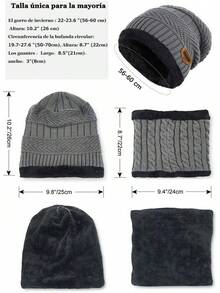 Bufanda y Guantes Tactiles y Calcetines Termica,Gorros  Tejido de Punto y Bufandas Forro de Lana Hombre y Mujer,Regalos Invierno para Nieve Esquiar - Rojo - Ver 5
