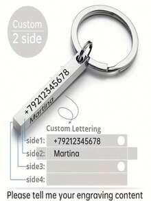 Llavero grabado personalizado de 4 lados, llavero anti-pérdida, llavero personalizado de acero inoxidable - regalo perfecto para el Día del Padre, Día de la Madre, Navidad - Multicolor - Ver 11