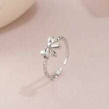 Premium Bow Ring Women's Niche Design Opening Adjustable Sweet Light Luxury Ring - 弓環 - 查看 2