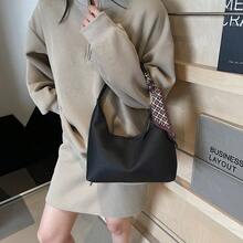 Women's Leather Shoulder Bag - Small Clutch Hobo Bag With Zipper Closure, Minimalist Underarm Crossbody Purse, Soft Leather Evening Handbag, Casual Daily Shoulder Bag For Women + Silk Scarf Gift - 黑色 - 查看 8