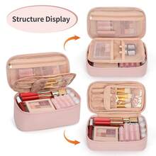 Cosmetic Bag Makeup Bag Makeup Brush Organizer For Women And Girls - Màu Hồng baby - Xem 2