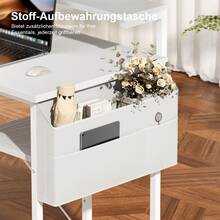 HLONONE Büro-Computertisch mit LED-Licht, Bürotisch mit Monitorständer für den Heim-/Bürogebrauch, Eckschreibtisch mit großer Aufbewahrungstasche und höhenverstellbarem Aufbewahrungsregal, Remote-Mitarbeiter