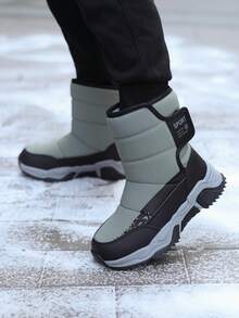 青少年靴子，保暖内衬，厚雪地鞋，旅行滑雪保暖运动鞋，防水，冬季户外休闲高帮鞋，适合男孩和女孩