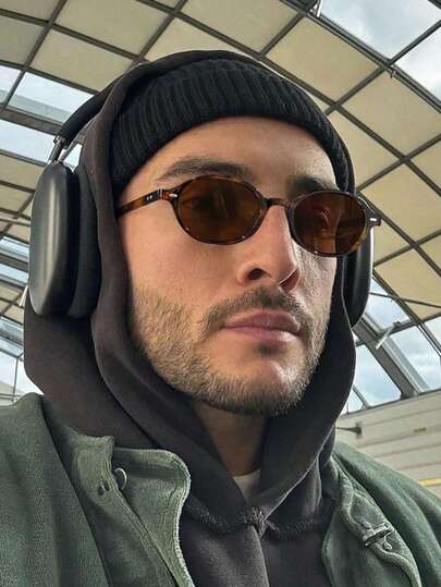 1 Pair Men's Plastic Frame Round Business Style Practical Minimalist Chic Retro Fashion Glasses, Suitable For Business Trips, Commuting, Industry Conferences, Business Negotiations