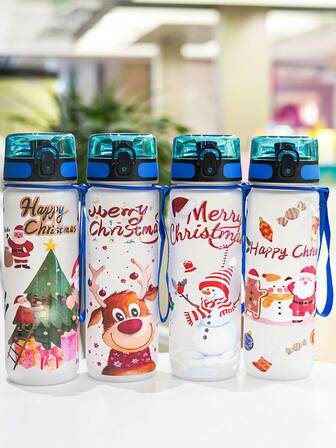 1 件 800 毫升/28 盎司圣诞主题保温水瓶，3D 印花哑光饰面玻璃杯，适合户外运动、健身、日常使用，圣诞节最佳选择